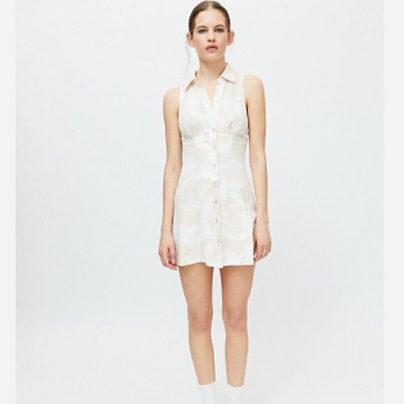 4 for $40 SALE!Urban Outfitters Tia Collared Mini Dress, Neutral Floral, Size XS - Picture 1 of 13